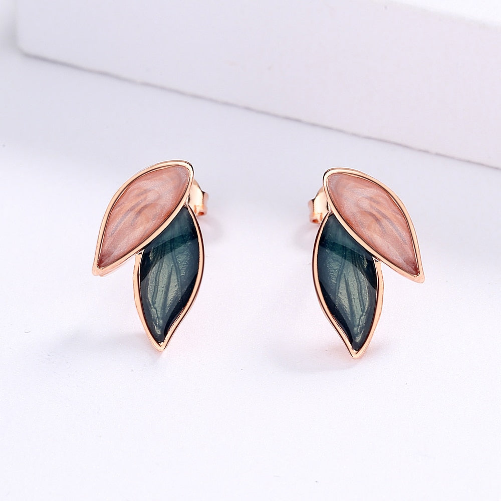 Olivia Leaf Enamel Earrings