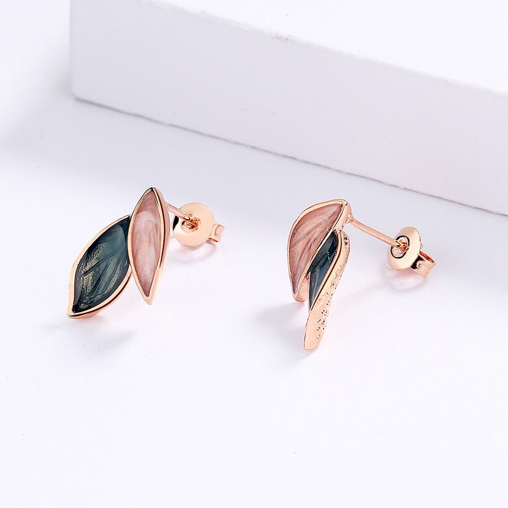 Olivia Leaf Enamel Earrings