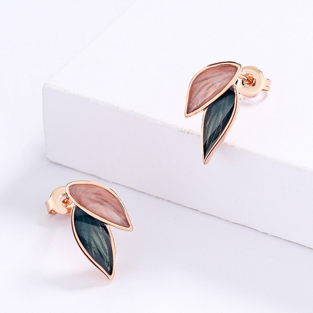 Olivia Leaf Enamel Earrings