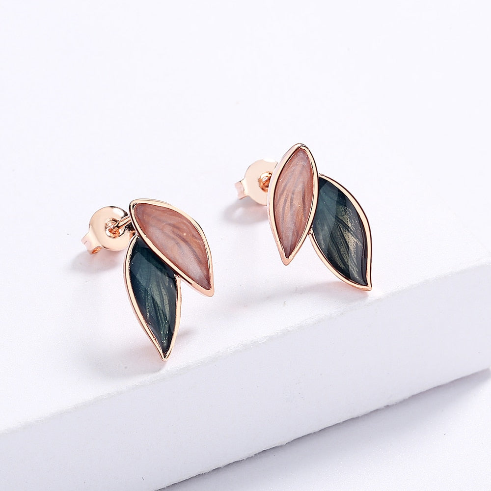 Olivia Leaf Enamel Earrings