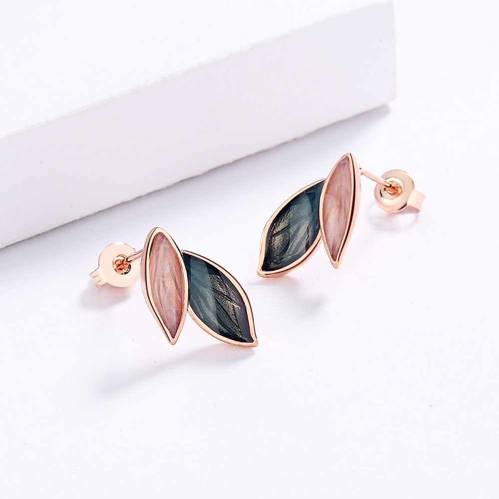 Olivia Leaf Enamel Earrings